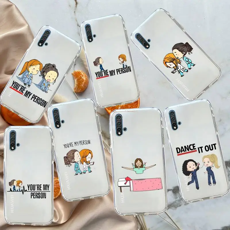 

Greys Anatomy Phone Case Transparent for Huawei honor P mate Y 20 30 40 10 8 5 6 7 9 i x c pro lite prime smart