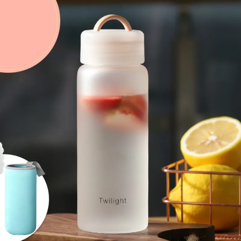 Спортивная детская бутылка для воды с помпой милая пластиковая Матовая сеточкой