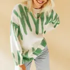 Модный Полосатый свитер, женские повседневные свободные пуловеры, женские длинные топы, женские вязаные свитера оверсайз, джемперы с круглым вырезом 2022