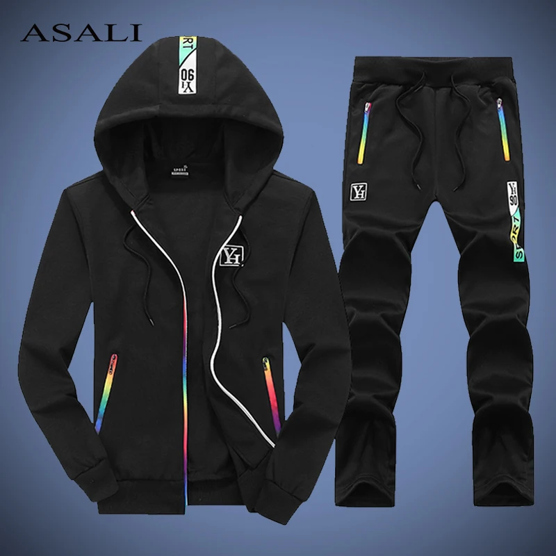 Спортивный костюм ASALI мужской из двух предметов модный худи с капюшоном и брюки