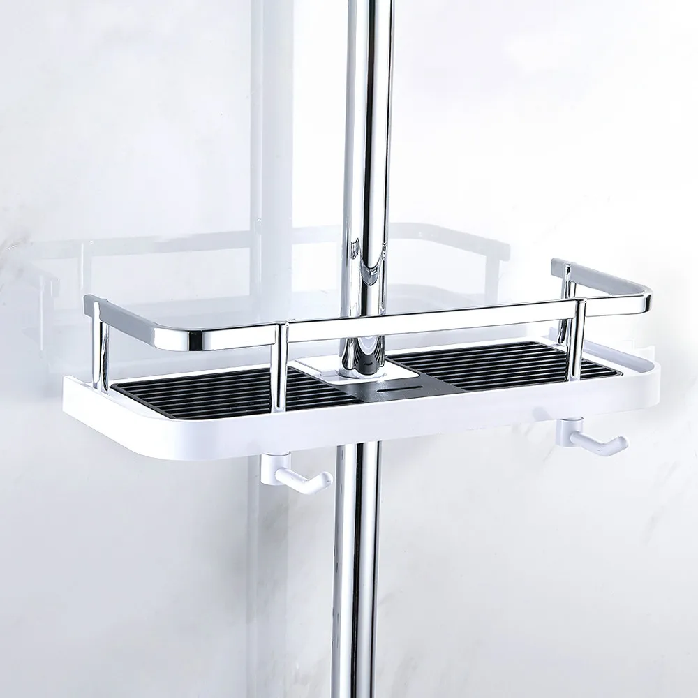 

Bathroom Caddy Tray Holder Rack Organiser Accessory Pole Shelf Shower Storage