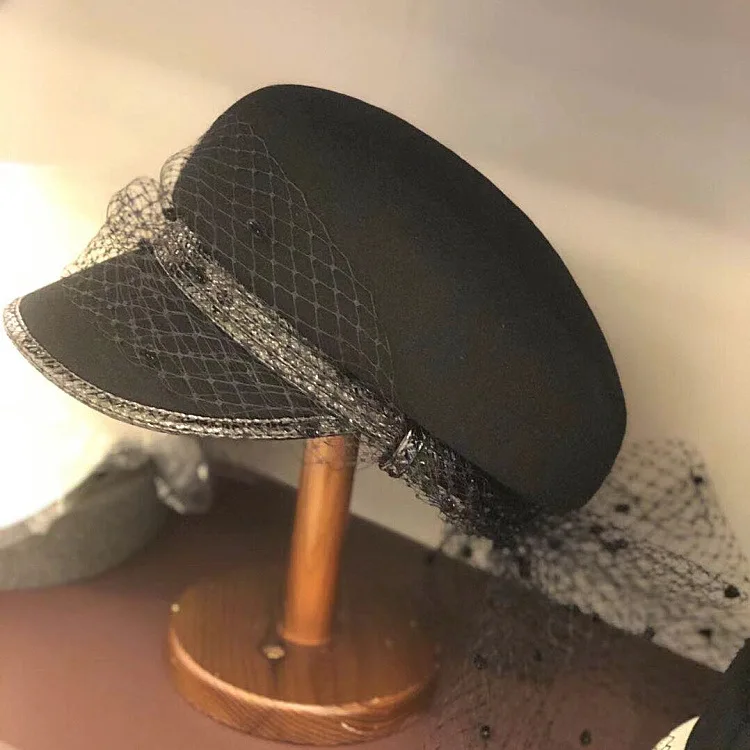 

Autumn And Winter In Japan About Paragraph Wool Gauze Belt Decoration Female Cap Restoring Ancient Ways Equestrian cap, Baseball
