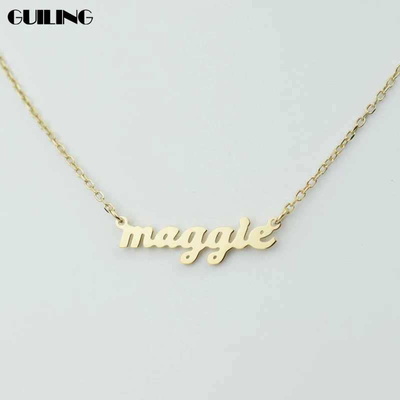 Изящное крошечное ожерелье из нержавеющей стали с именем под заказ для женщин