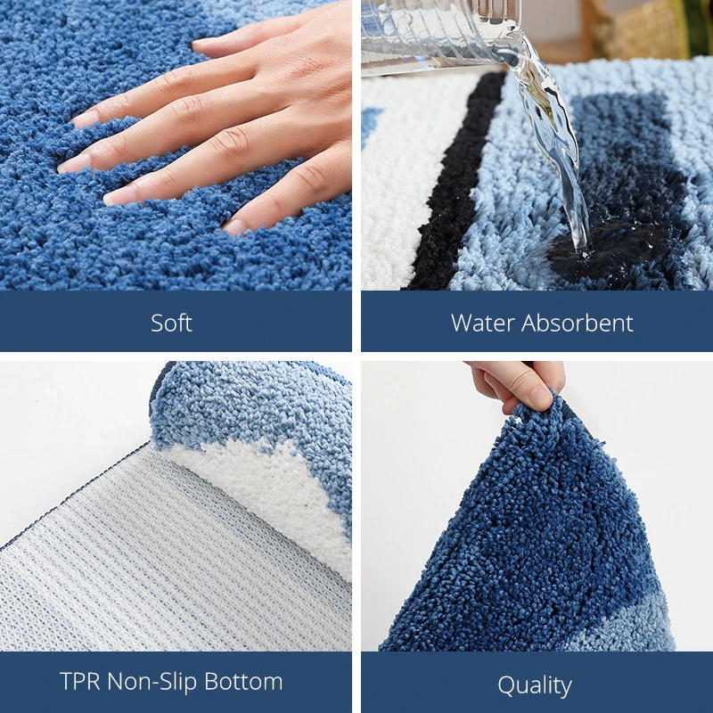 quality striped pattern anti slip bath mats 1pcs soft hallway bathroom mat home polyester floor carpet toilet rug doormat mat free global shipping