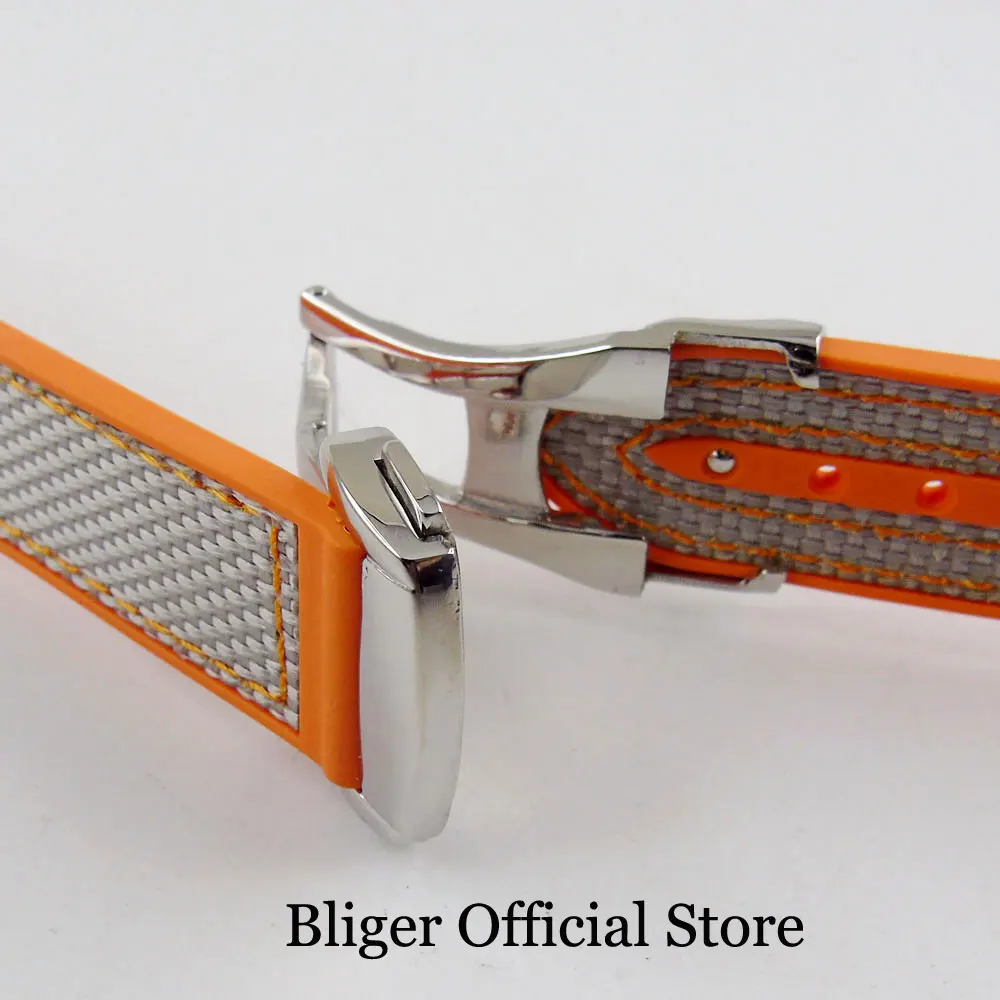 BLIGER 20 мм резиновый ремешок для часов со стальной застежкой браслета - купить по