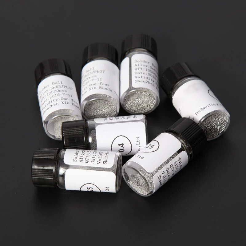 

7 Bottles Of 12.5K Soldering Ball Lead Solder Ball Set For BGA Reballing Stencil