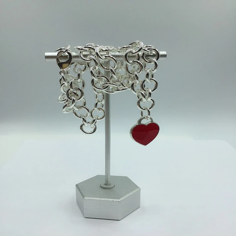 

1: 1925 Sterling Silver Classic Western Style Heart-Shaped Necklace Women Logo 1: 1 Original High-End Jewelry Valentine Gift