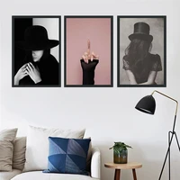 home decor sexy woman canvas painting beautiful girl middle finger character poster wall art painting pictures for living room