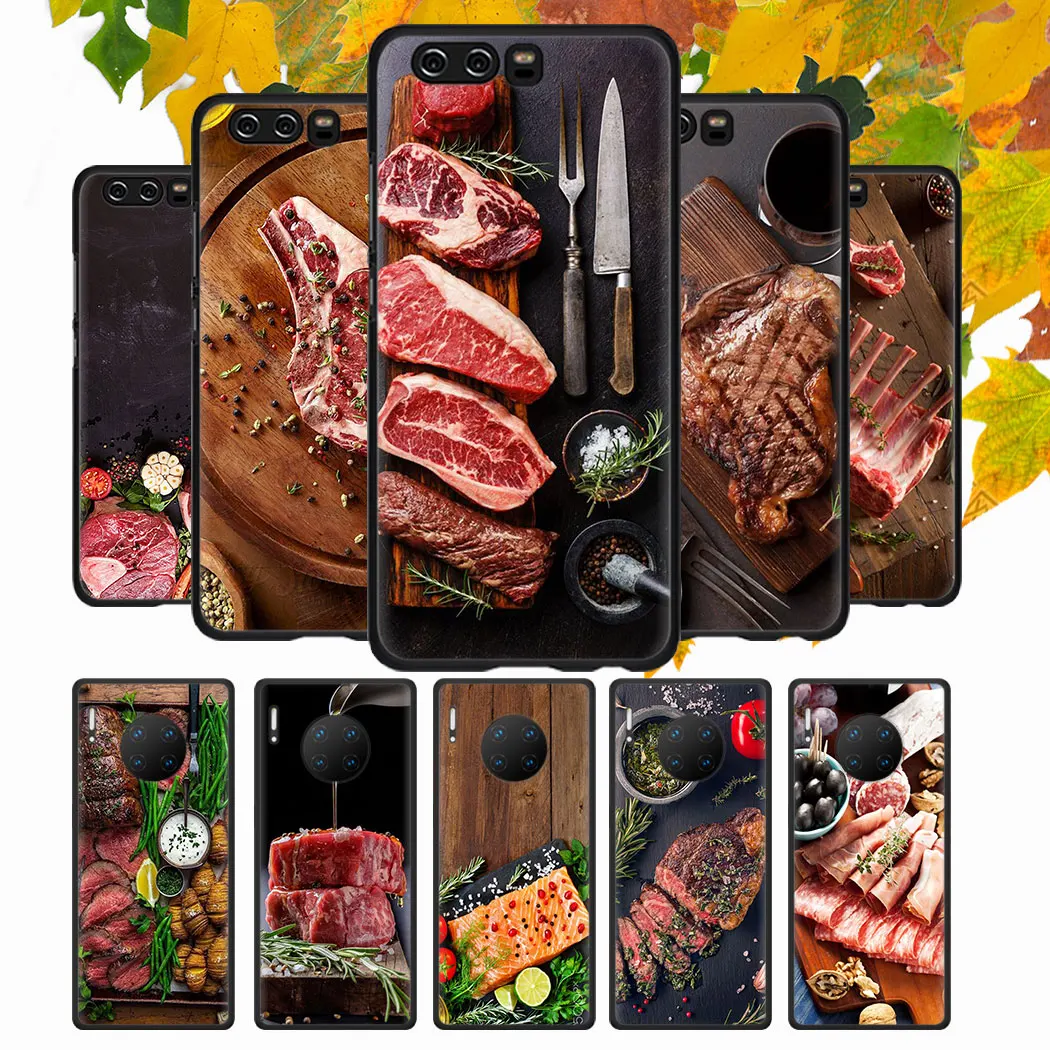 Мягкий чехол для Huawei Mate 10 20 30 Pro Lite Y5 Y6 Y7 Y9 Prime Nova 3i 4 Чехол сырое мясо на белой
