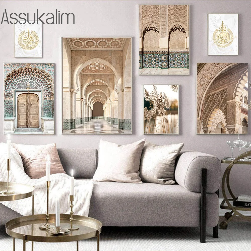 

Islamic Poster Morocco Door Canvas Painting Nordic Posters Calligraphy Art Prints Architecture Wall Pictures Living Room Decor