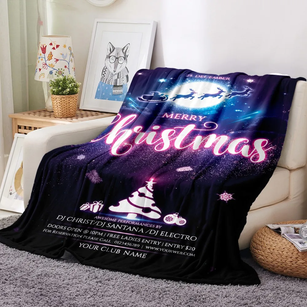 

Frohe Weihnachten Flanell Decke 3DPrint Weiche Decke für Schlafzimmer Mode Werfen Decke Party Neue Jahr Geschenk Decke Drop Vers