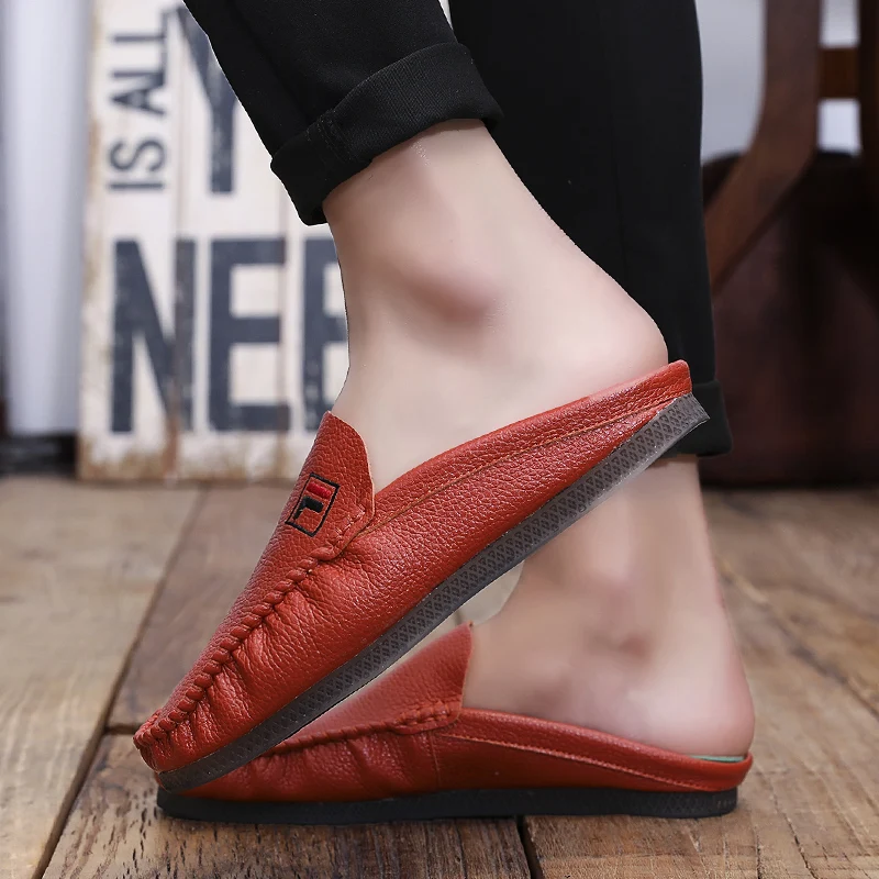 

Best Selling Men Casual Slip On Shoe Half Drag Loafers Shoes For Mens White Black Youth Fashion Men Shoe Brand Man Half slippers