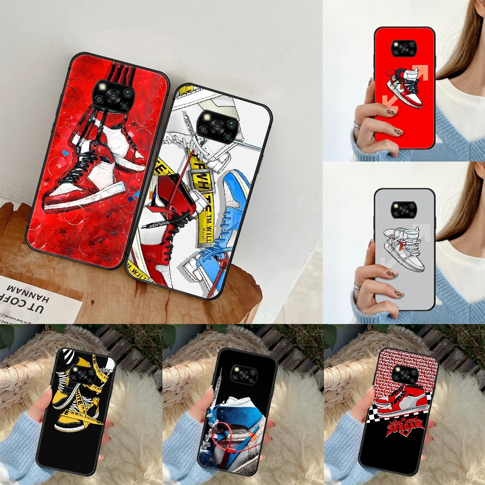 

Trend Sport Shoe Brand Phone Case For Xiaomi Mi 8 9 Note 10 A2 A3 9T 10T 11 Poco x3 Lite Pro Ultra black Cover Silicone Back