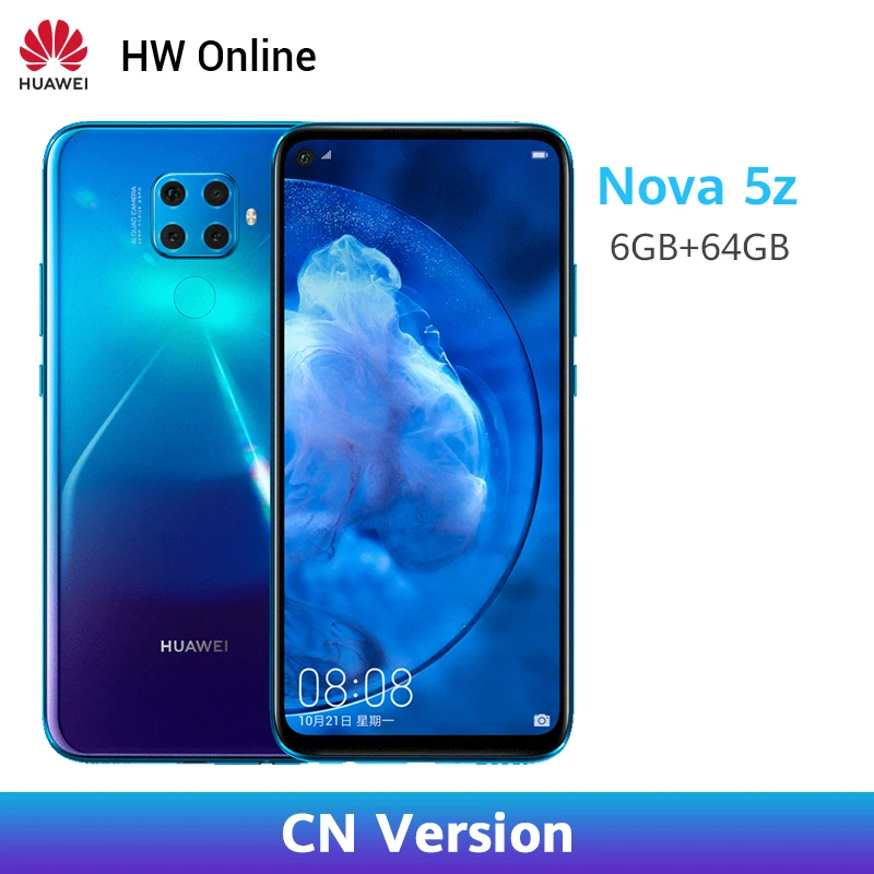 Huawei Nova 5Z 6GB 64GB мобильный телефон 6,26 дюймов Kirin 810 48MP тройной type-C мобильный телефон
