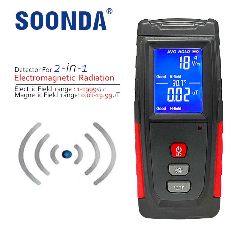 Измеритель уровня радиации 2-в-1 перезаряжаемый измеритель электромагнитного