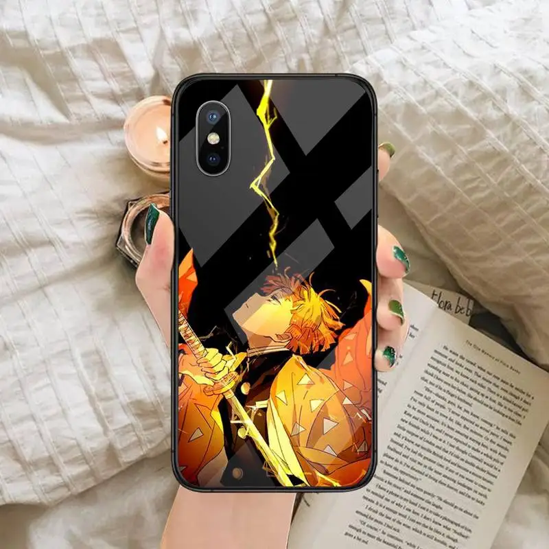 

Anime Demon Slayer Kimetsu no Yaiba Phone Case Tempered glass For iphone 6 6S 7 8 plus X XS XR 11 12 mini PRO MAX