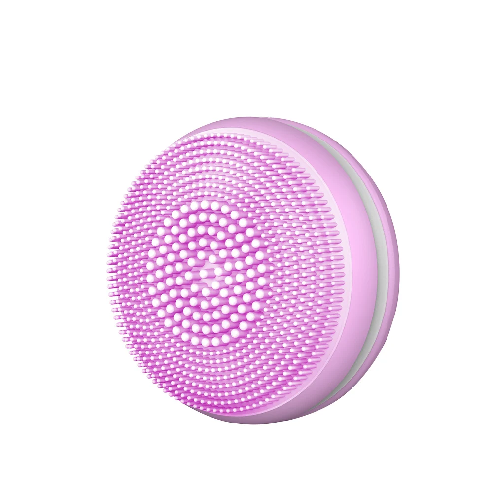 purple Силиконовая щетка для чистки лица, мини Ультразвуковая электрическая Массажная щетка, отшелушивающая угри, инструменты для мытья кожи - Цвет: purple