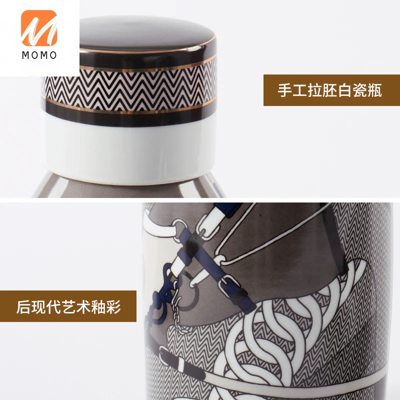 

Rzone Modern Light Luxury Printed Ceramic Storage Tank Simple Home Accessories Model Room Study Soft Decoration Ornaments TZ