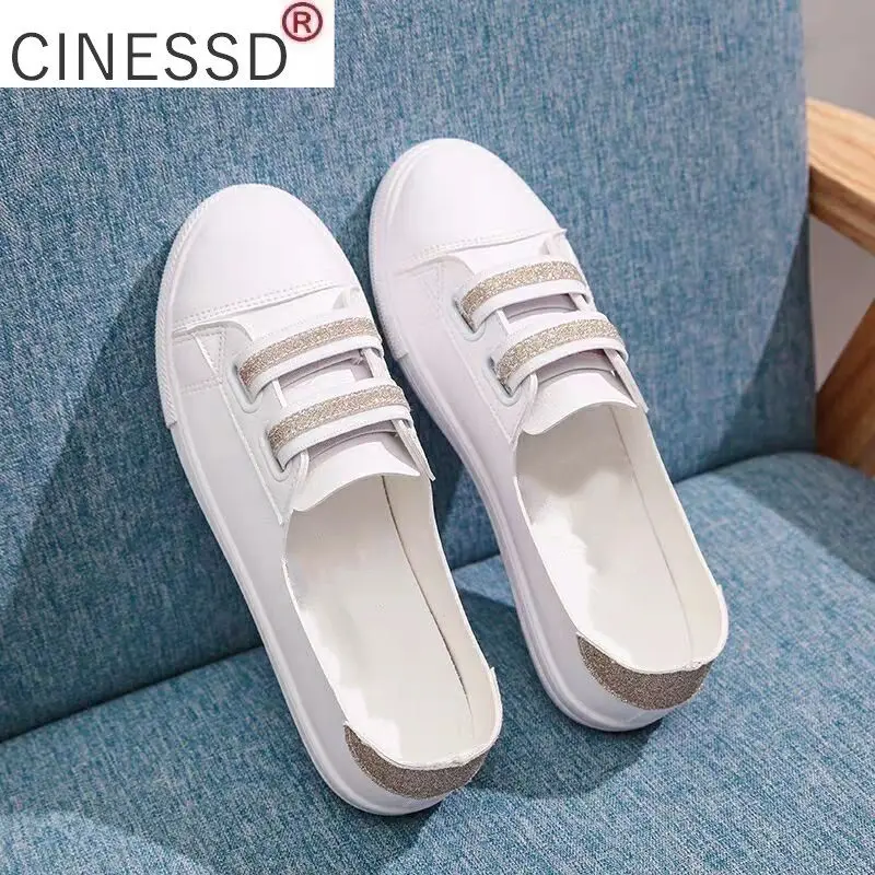 

Women Fashion White Round Toe Pu Leather Slip on Anti Skid Flat Shoes Lady Classic Comfort Summer Shoes Zapatos