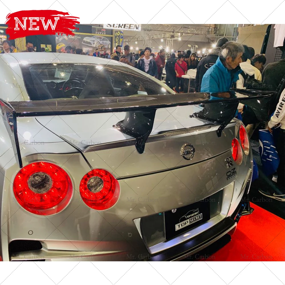 FOR NISSAN R35 GTR TOP SECRET STYLE CARBON FIBER ST2 SPOILER TRIM BODY KIT TUNING PART GT-R GT WING LIP RACING | Автомобили и