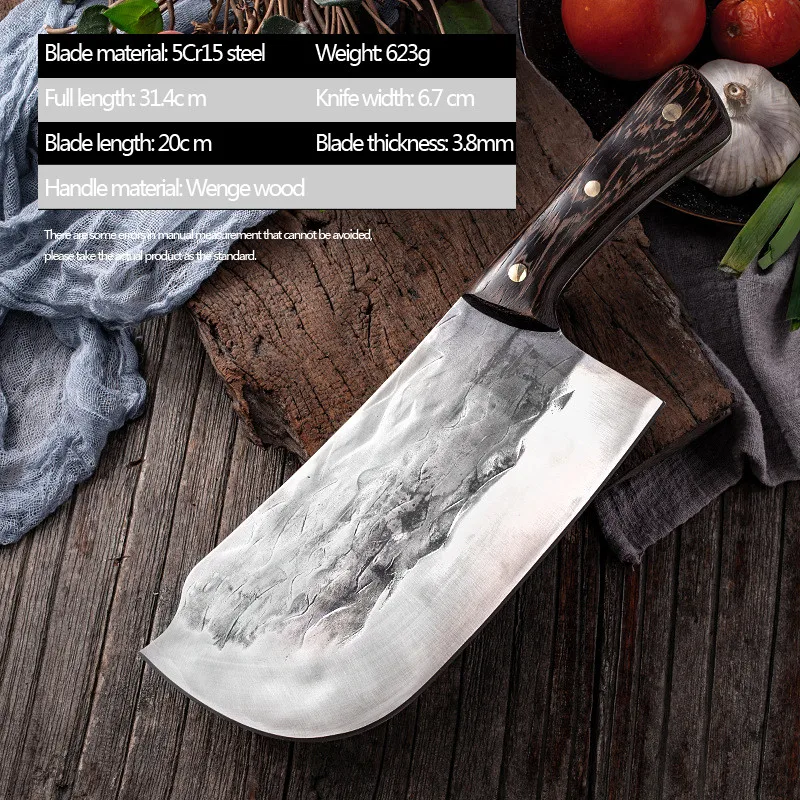 

Chopping Knife Thickened Cleaver Forged Kitchen Knife Chopping Bone Hammer Pattern Kitchen Chef Stainless Carbon Steel Knife
