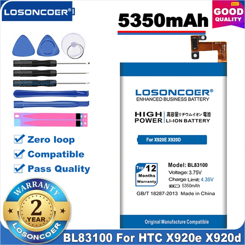 100% Оригинальный LOSONCOER 5350 мАч BL83100 аккумулятор для HTC X920e X920d Droid Dna Htl21 Deluxe DLX One X5 +