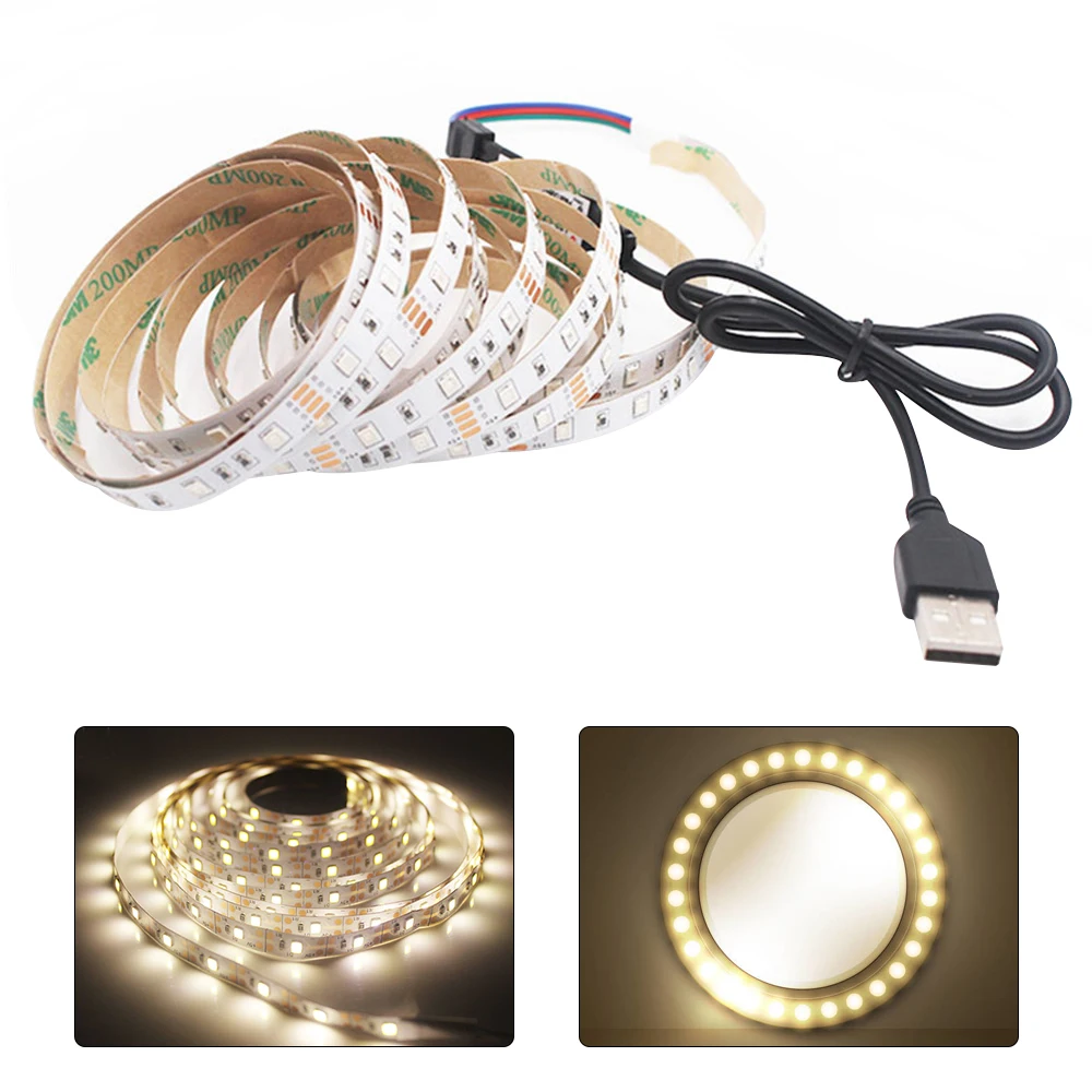 

Warm White LED Strip Light LED Tape 0.5-3meter Strip Light Cabinet Kitchen Closet TV Decor Lamp 5V USB Cable Charging