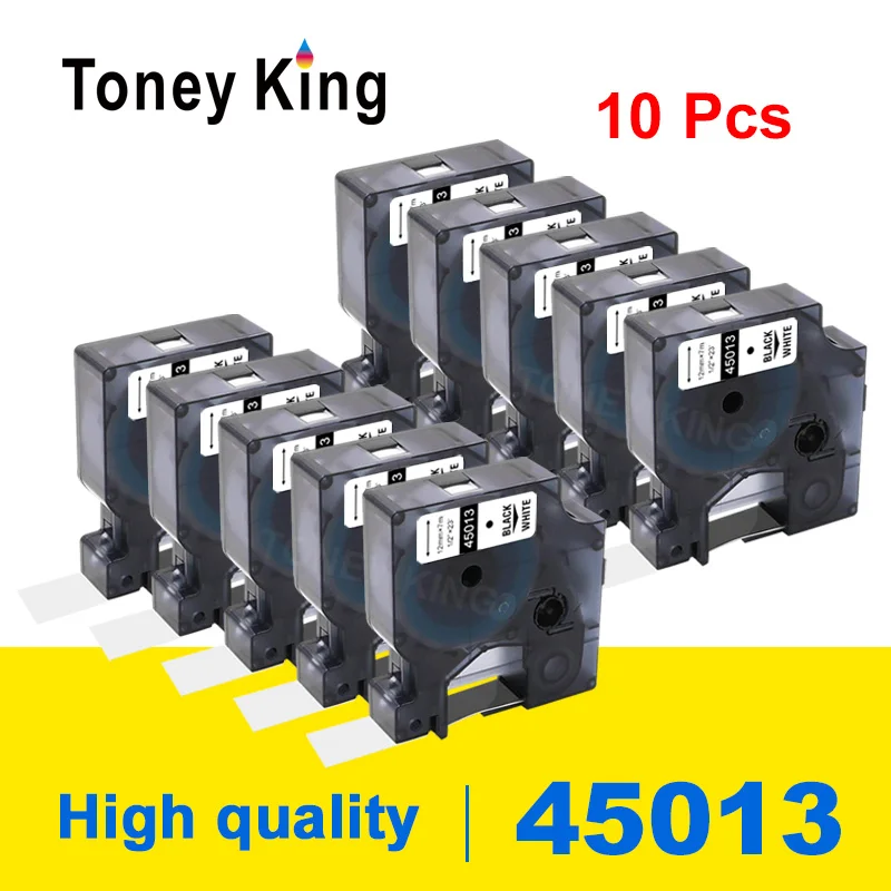 Toney King 10 шт. этикетки для dymo D1 ленты принтеров 45013 черный на белом 7 м этикетка