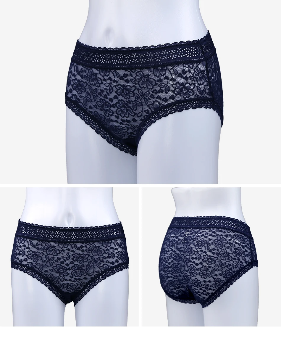 Женское нижнее белье VOOKIIMO Ажурные кружевные трусики средней длины с высоким