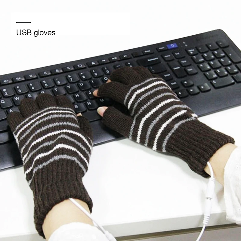 Теплые перчатки с USB, теплые зимние перчатки для рук с электрическим подогревом