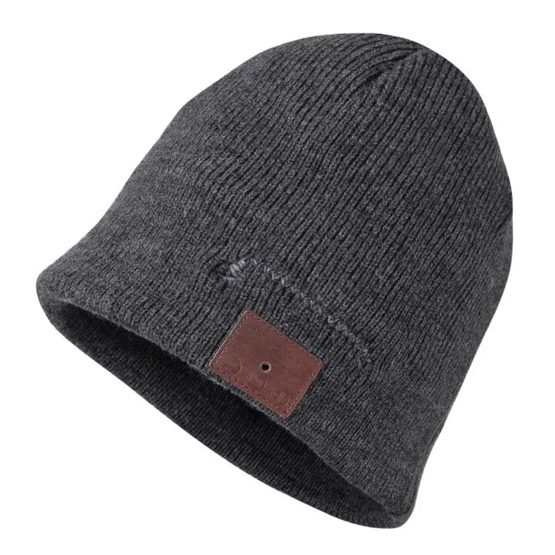 Верхняя зимняя эластичная вязаная шапка с беспроводными наушниками флисовая без