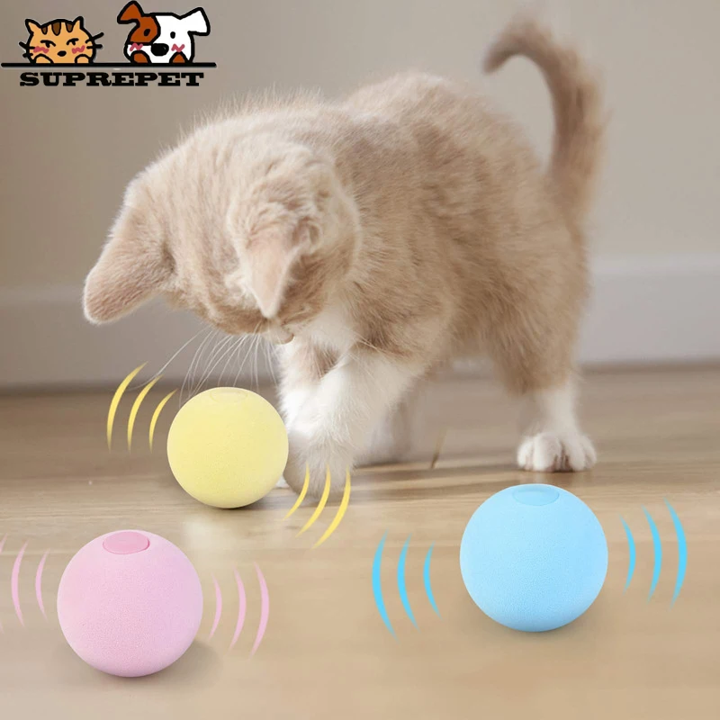 

Smart Cat Squeak Toys Interactive Ball Catnip Cat Training Toy Pet Playing Ball Pet Squeaky Supplies Products for Cats Kitten