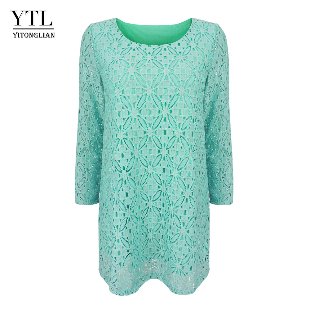 YTL женская блузка с цветочным узором вязаная крючком Кружевная футболка рукавом