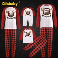 winter cotton pajamas christmas for families family look xmas elk print t shirt plaid pants clothing sets matches baby bodysuit
