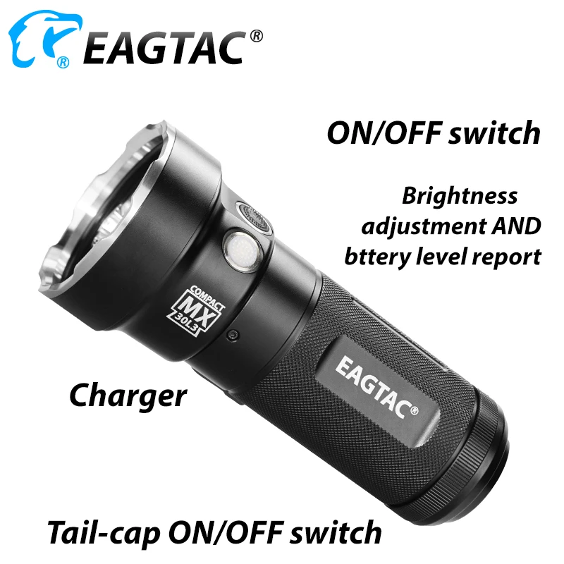 EAGTAC MX30L3CR комплект 6000 люмен перезаряжаемый светодиодный фонарик из нержавеющей