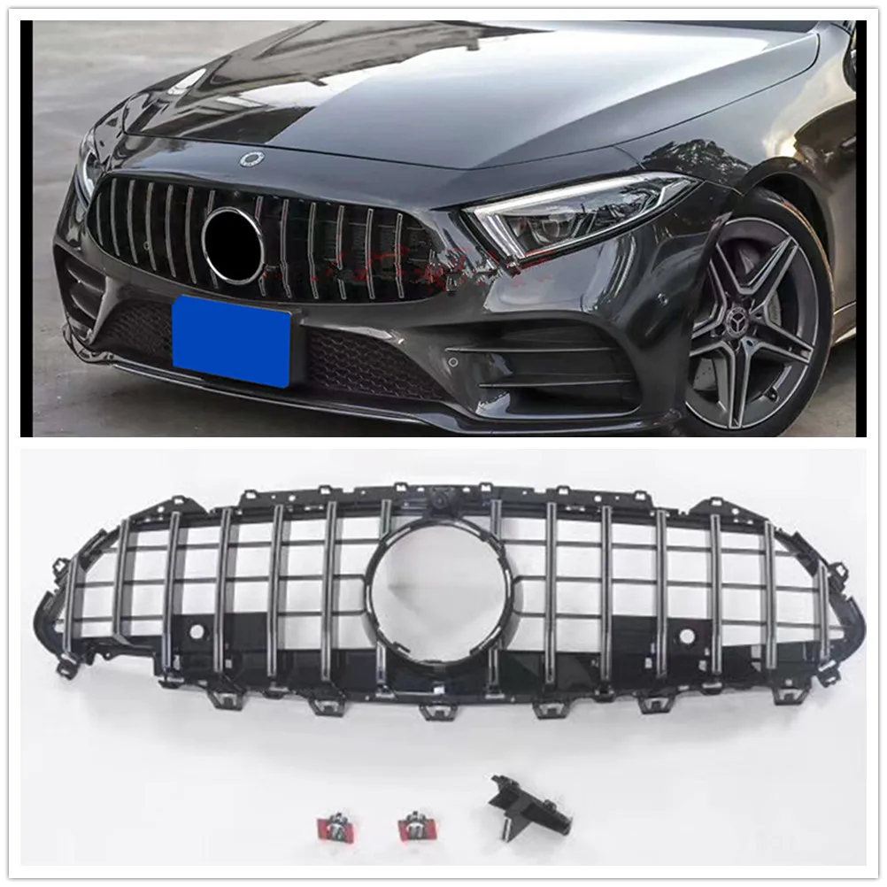 

Front Grille Grill For Mercedes Benz W257 C257 X257 CLS Class 2019-2022 GT R Silver Replacement Car Upper Bumper Hood Mesh Grid