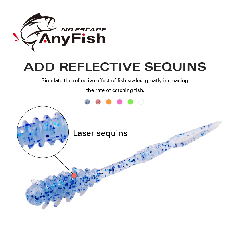 10 шт./пакет ANYFISH мягкая рыболовная приманка AMIAMI WORM 0 5g 2 дюйма 55 мм Мягкая для