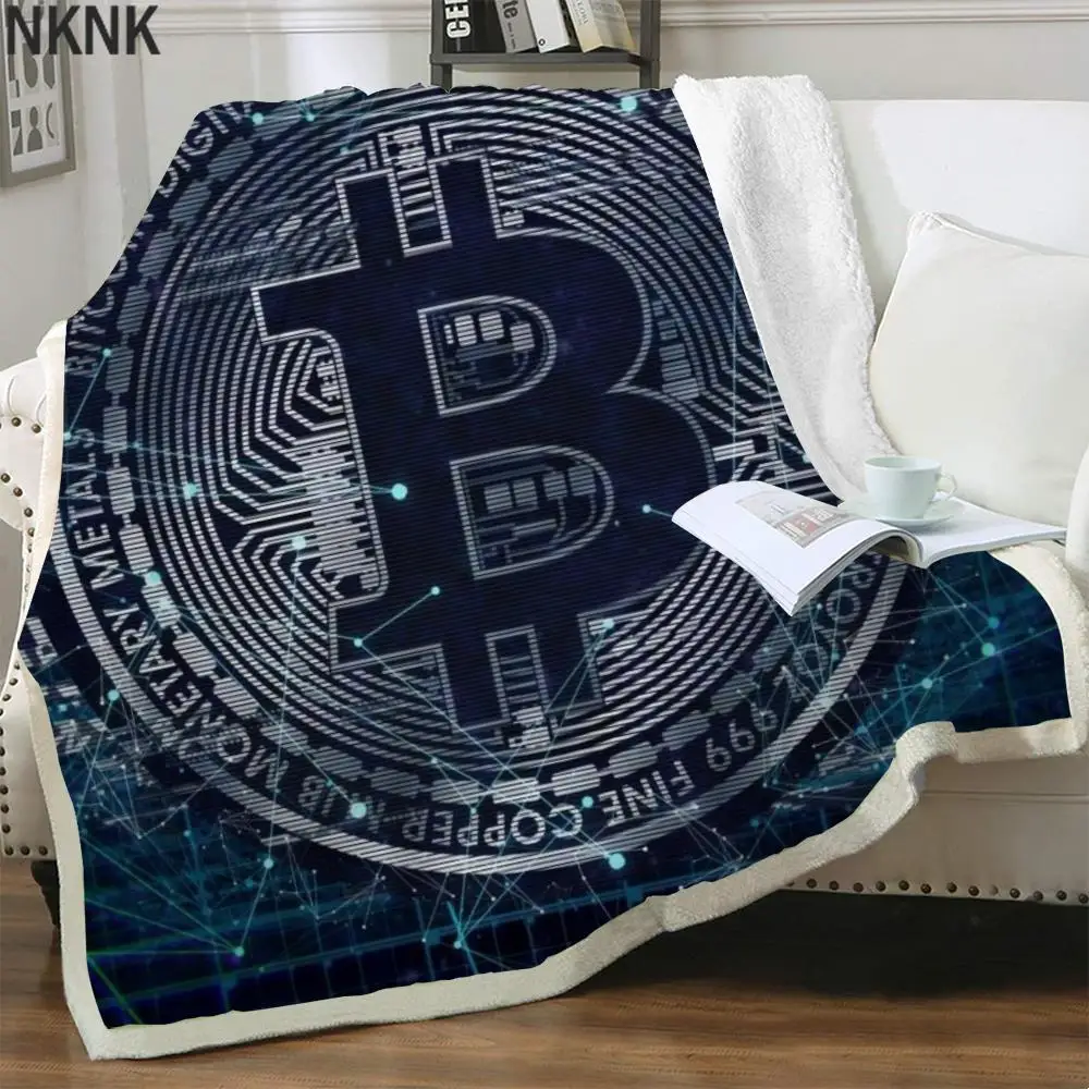 

NKNK Brank Bitcoin Blankets Galaxy 3D Print Abstract Thin Quilt Retro Bedding Throw Sherpa Blanket New High Quality Adult Plush