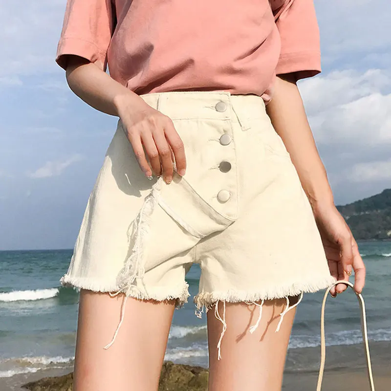 Шорты женские джинсовые с широкими штанинами винтажные свободные короткие юбки