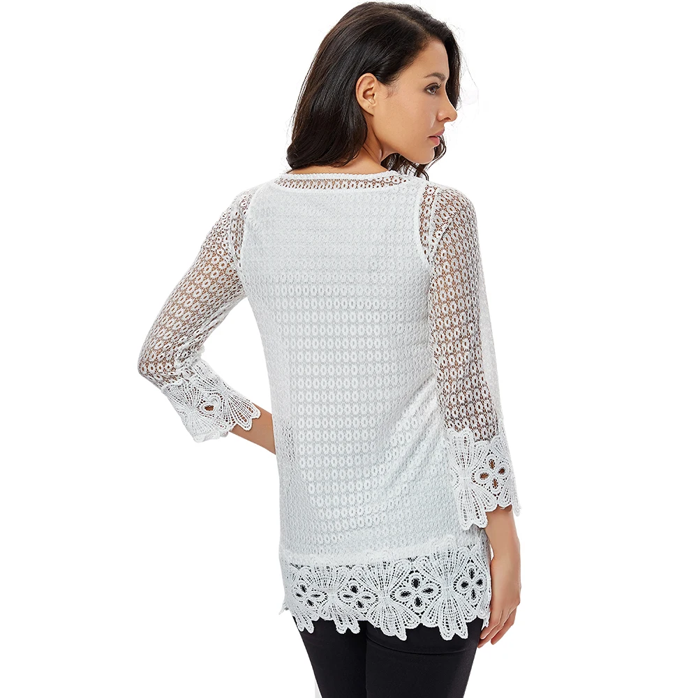 YTL Женские Летние Осенние кружевные топы из двух частей белые вязаные крючком