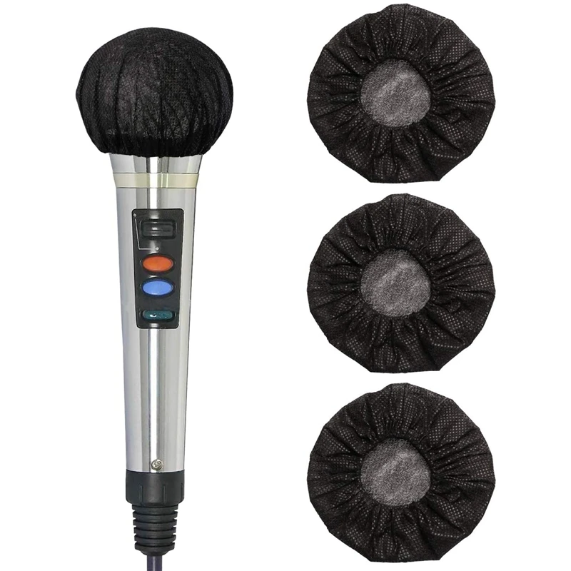 200 Pcs Black Disposable Microphone Covers Karaoke Anti-Splash Mic Cover Dust-Proof Accessories