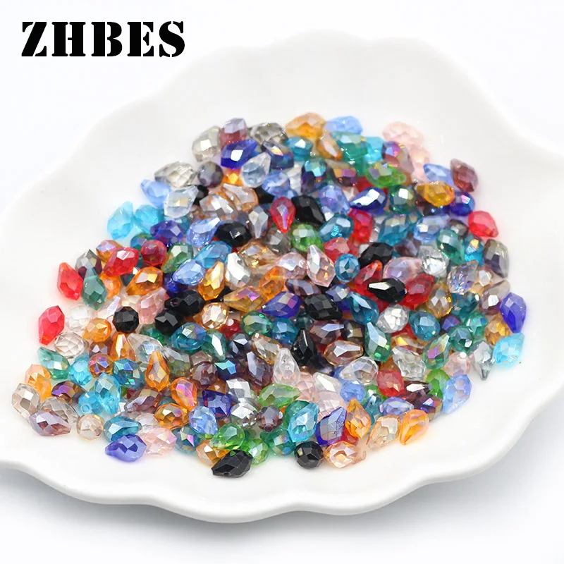 ZHBES 5x8 мм 50 шт AB Цвет в виде капли воды Форма Австрийские хрустальные бусины Spacer