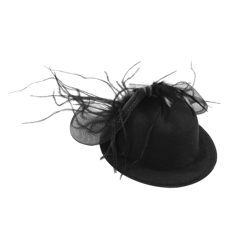 Черная сетка бант перо декор мини топ шляпа крокодил заколка для волос | Красота и