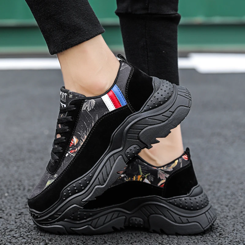 

Autumn Leather Men Shoes 2019 Casual Classic Sneakers for Male Comfortable Footwear Suede Hight Increasing Breathable Shoes Men