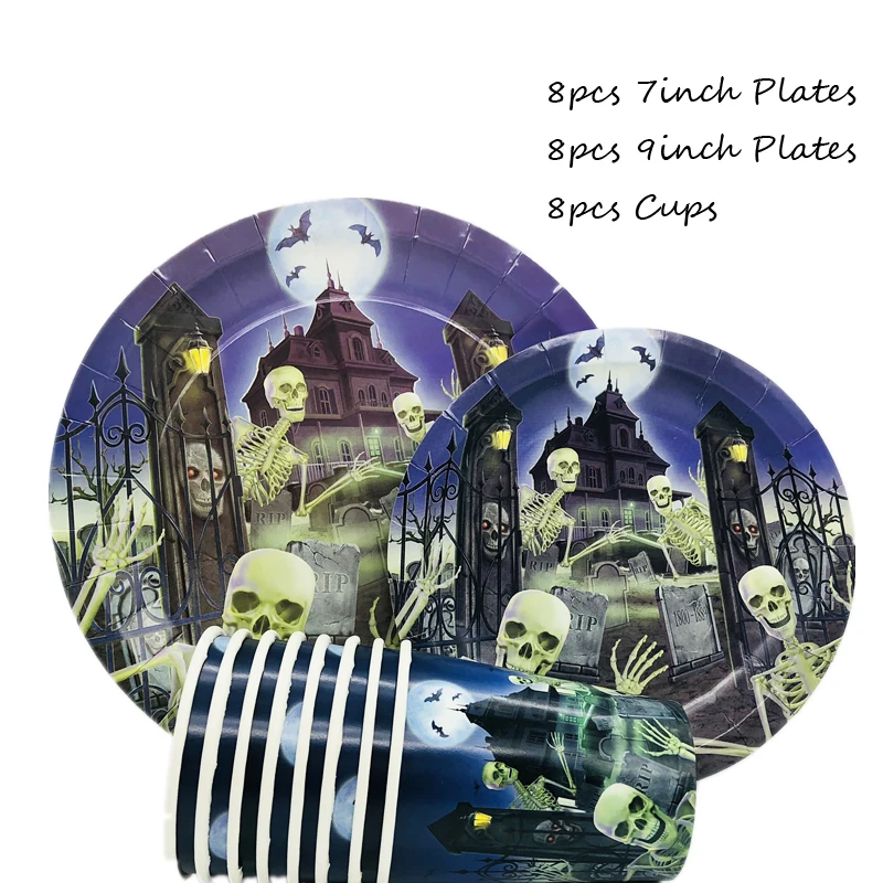 

Spider Halloween Disposable Tableware Sets Cartoon Halloween Disposable Plates/Cups/Napkins Halloween Decor Supplies