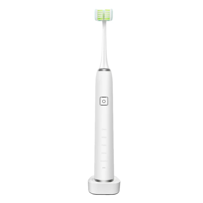 

Перезаряжаемая Ультразвуковая электрическая зубная щетка для взрослых с 3 сменными головками и портативной зубной щеткой с функцией тайме...