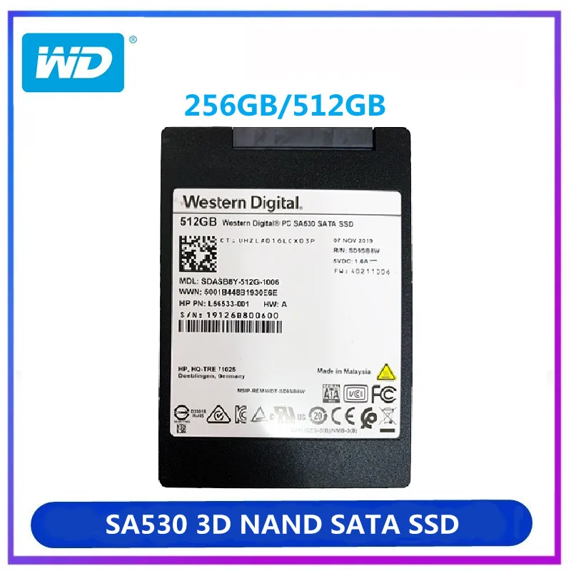

Western Digital SSD 256GB 512GB 2.5 '' Internal Solid State SATA 3.0 6GB/s Hard Drive 3D NAND For PC Computer