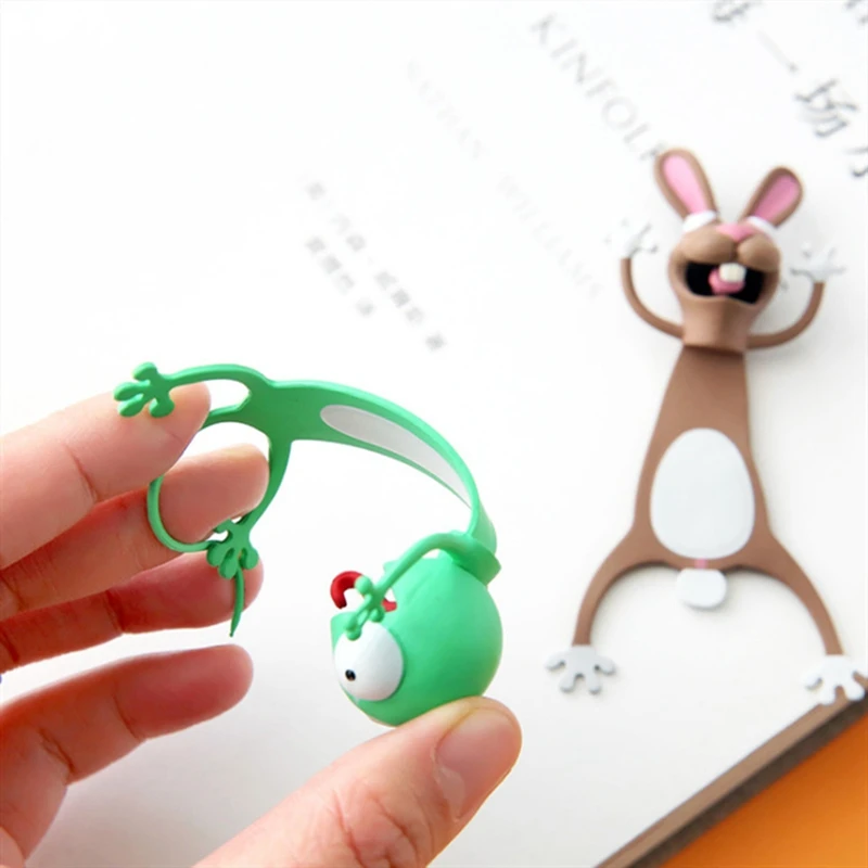

8 Styles 3D Stereo Colorful Kawaii Cartoon Animal Style Creative Bookmarks PVC Material Funny Student School Stationery