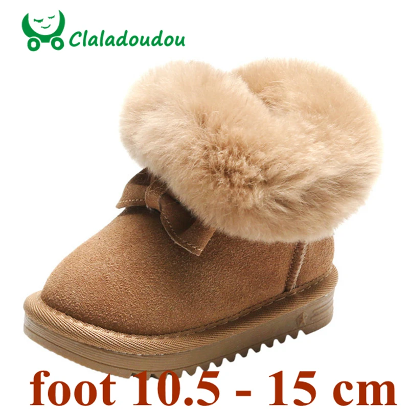 Claladoudou 11 5 15 см брендовые теплые плюшевые детские зимние сапоги из натуральной