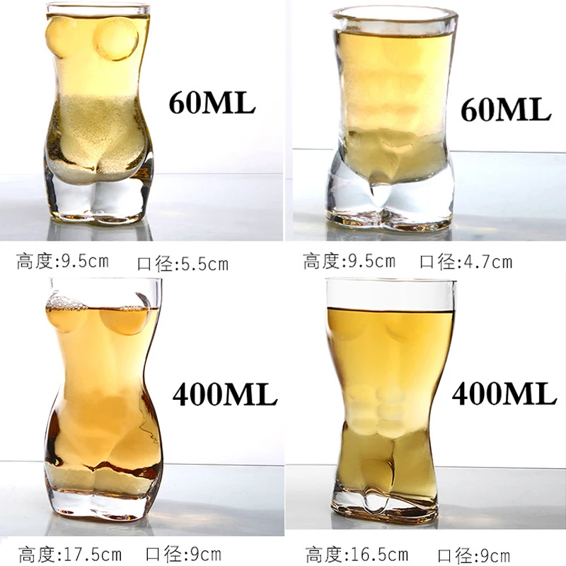 3D креативная стеклянная чашка в форме тела бокал для виски вина пикантная